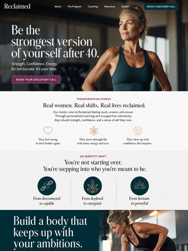 Transformation-focused trainer website example